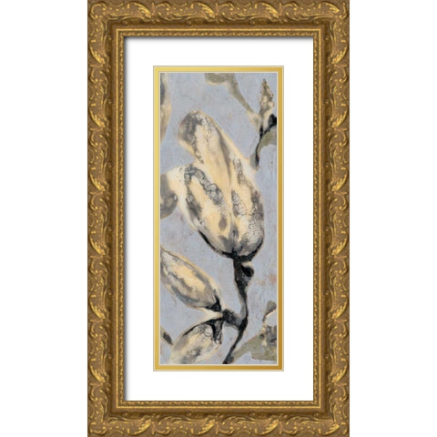 Flower Bud Triptych III Gold Ornate Wood Framed Art Print with Double Matting by Goldberger, Jennifer