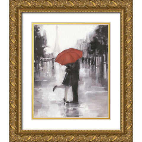 Caught in the Rain Gold Ornate Wood Framed Art Print with Double Matting by Harper, Ethan