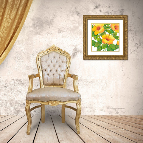 Watercolor Hibiscus III Gold Ornate Wood Framed Art Print with Double Matting by OToole, Tim