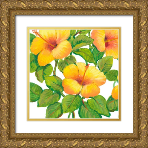 Watercolor Hibiscus III Gold Ornate Wood Framed Art Print with Double Matting by OToole, Tim