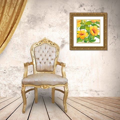 Watercolor Hibiscus IV Gold Ornate Wood Framed Art Print with Double Matting by OToole, Tim