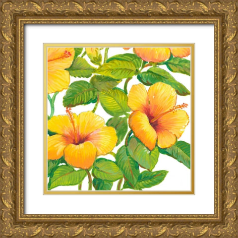 Watercolor Hibiscus IV Gold Ornate Wood Framed Art Print with Double Matting by OToole, Tim