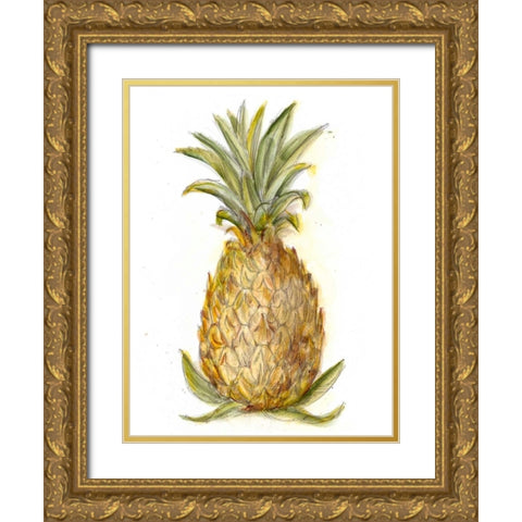 Pineapple Sketch I Gold Ornate Wood Framed Art Print with Double Matting by Harper, Ethan