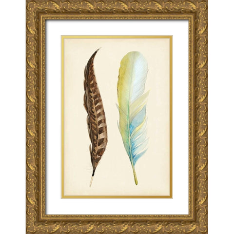 Plumage II Gold Ornate Wood Framed Art Print with Double Matting by Ludwig, Alicia