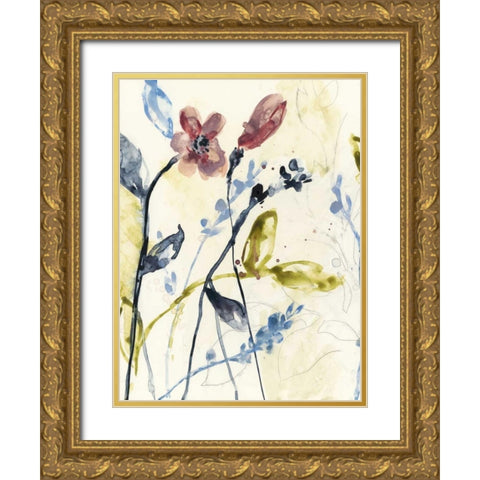 Flowing Stems I Gold Ornate Wood Framed Art Print with Double Matting by Goldberger, Jennifer