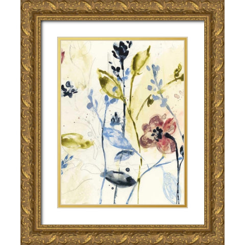 Flowing Stems II Gold Ornate Wood Framed Art Print with Double Matting by Goldberger, Jennifer