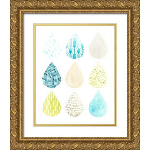 Pattern Drops I Gold Ornate Wood Framed Art Print with Double Matting by Vess, June Erica