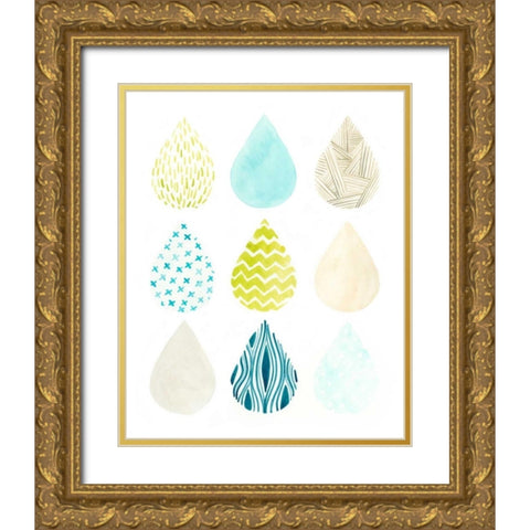 Pattern Drops II Gold Ornate Wood Framed Art Print with Double Matting by Vess, June Erica