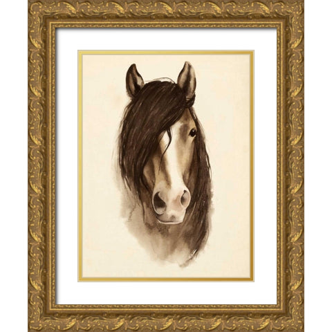 Watercolor Barn Animals II Gold Ornate Wood Framed Art Print with Double Matting by Popp, Grace