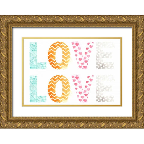 Pattern Sentiment I Gold Ornate Wood Framed Art Print with Double Matting by Vess, June Erica