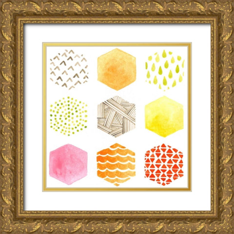 Honeycomb Patterns I Gold Ornate Wood Framed Art Print with Double Matting by Vess, June Erica