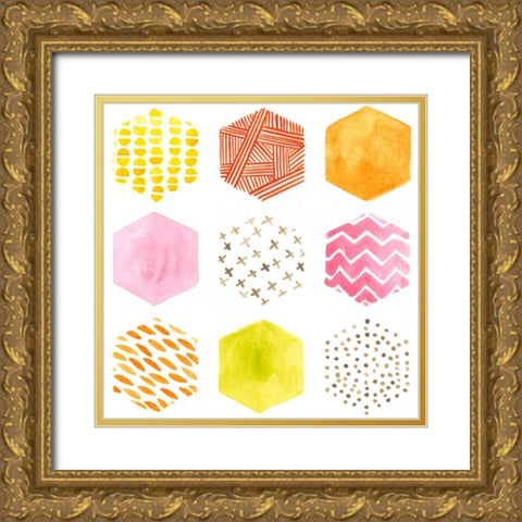 Honeycomb Patterns II Gold Ornate Wood Framed Art Print with Double Matting by Vess, June Erica