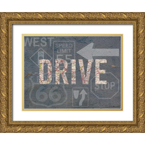Garage Sign II Gold Ornate Wood Framed Art Print with Double Matting by Studio W
