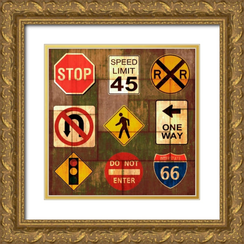 Garage Sign IV Gold Ornate Wood Framed Art Print with Double Matting by Studio W