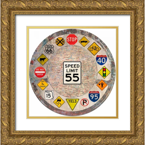 Garage Sign VI Gold Ornate Wood Framed Art Print with Double Matting by Studio W