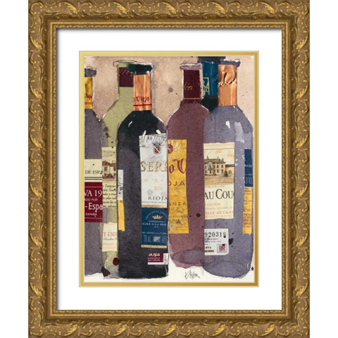 Red Wine Tasting II Gold Ornate Wood Framed Art Print with Double Matting by Dixon, Samuel