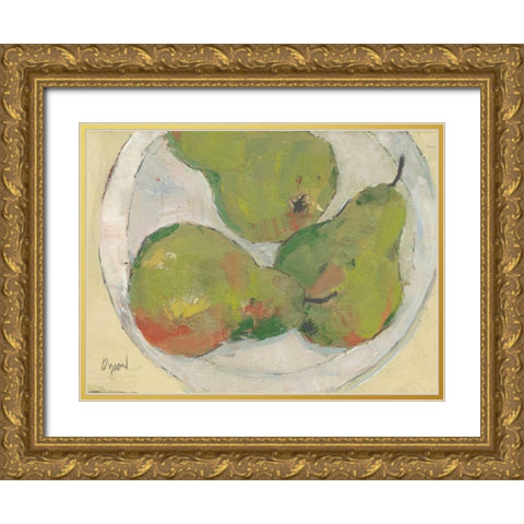 Plate with Pear Gold Ornate Wood Framed Art Print with Double Matting by Dixon, Samuel