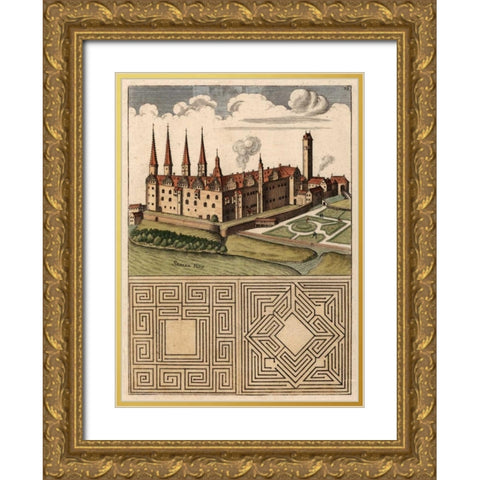 Castle and Maze I Gold Ornate Wood Framed Art Print with Double Matting by Unknown