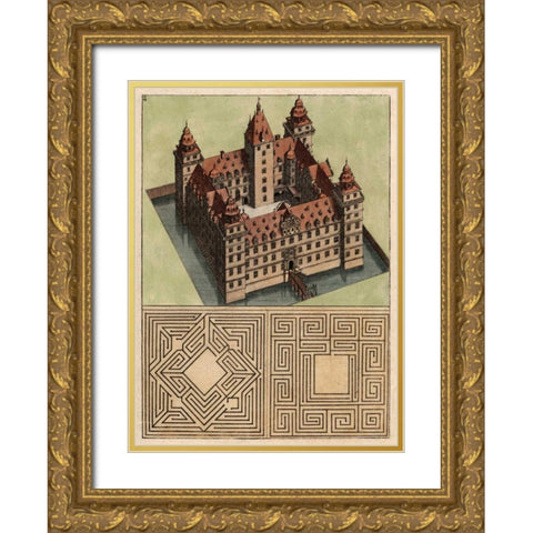 Castle and Maze II Gold Ornate Wood Framed Art Print with Double Matting by Unknown