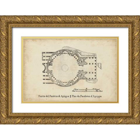Plan for the Pantheon Gold Ornate Wood Framed Art Print with Double Matting by Unknown