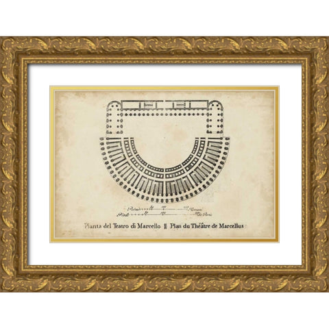 Plan for the Theatre of Marcellus Gold Ornate Wood Framed Art Print with Double Matting by Unknown