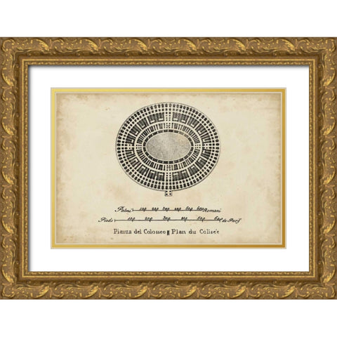 Plan for the Colosseum Gold Ornate Wood Framed Art Print with Double Matting by Unknown