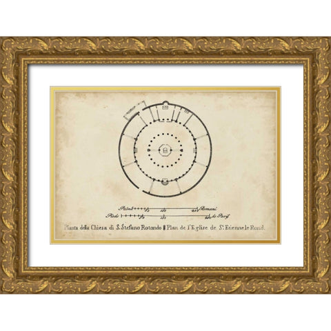 Plan for St. Stephens Rotunda Gold Ornate Wood Framed Art Print with Double Matting by Unknown