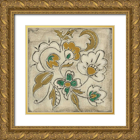 Earthenware Floral III Gold Ornate Wood Framed Art Print with Double Matting by Zarris, Chariklia