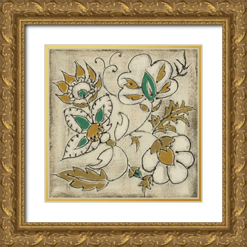 Earthenware Floral IV Gold Ornate Wood Framed Art Print with Double Matting by Zarris, Chariklia