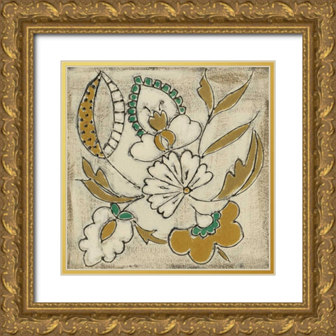 Earthenware Floral V Gold Ornate Wood Framed Art Print with Double Matting by Zarris, Chariklia