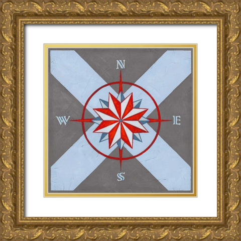 Nautical Graphic I Gold Ornate Wood Framed Art Print with Double Matting by Vess, June Erica