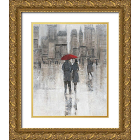 Rain in The City I Gold Ornate Wood Framed Art Print with Double Matting by OToole, Tim