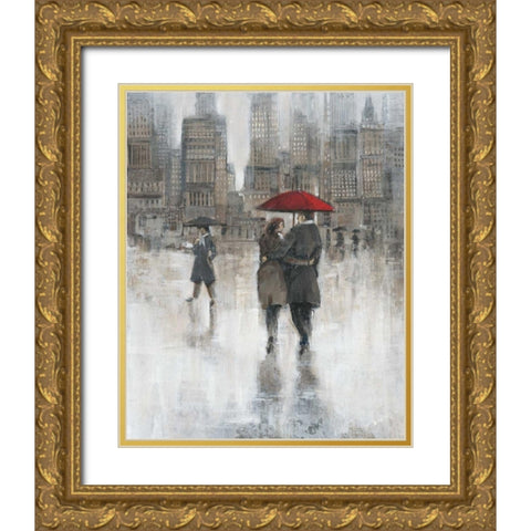 Rain in The City II Gold Ornate Wood Framed Art Print with Double Matting by OToole, Tim