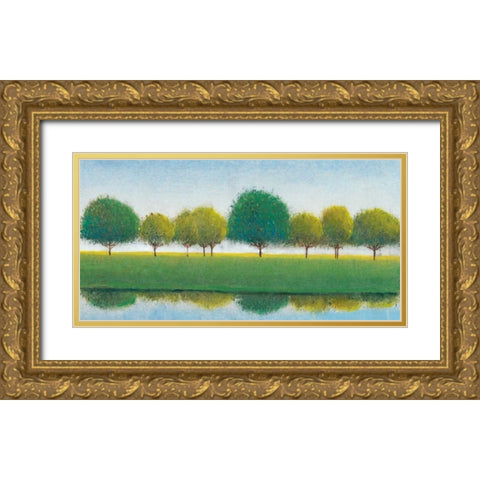 Trees in a Line II Gold Ornate Wood Framed Art Print with Double Matting by OToole, Tim