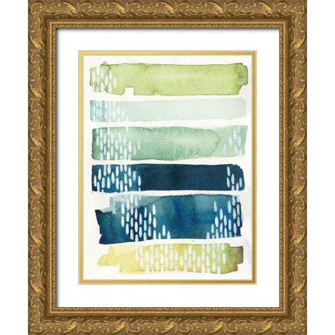 Aqua Streak II Gold Ornate Wood Framed Art Print with Double Matting by Popp, Grace