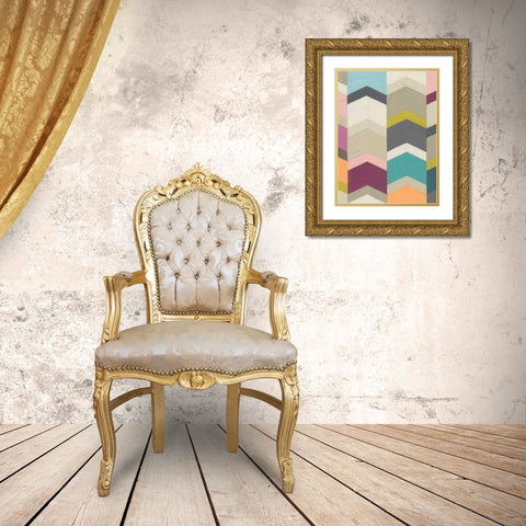 Confetti Prism III Gold Ornate Wood Framed Art Print with Double Matting by Vess, June Erica