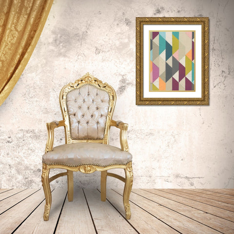 Confetti Prism VI Gold Ornate Wood Framed Art Print with Double Matting by Vess, June Erica