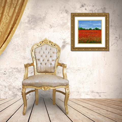 Field of Poppies I Gold Ornate Wood Framed Art Print with Double Matting by OToole, Tim