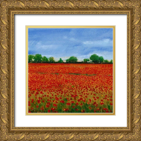 Field of Poppies I Gold Ornate Wood Framed Art Print with Double Matting by OToole, Tim