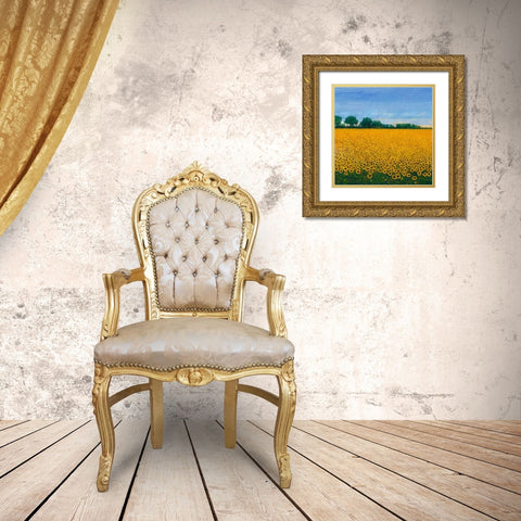 Field of Sunflowers I Gold Ornate Wood Framed Art Print with Double Matting by OToole, Tim