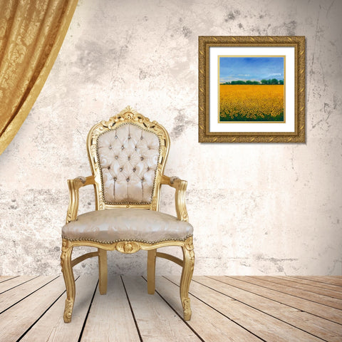 Field of Sunflowers II Gold Ornate Wood Framed Art Print with Double Matting by OToole, Tim