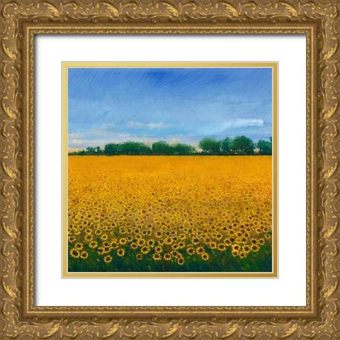 Field of Sunflowers II Gold Ornate Wood Framed Art Print with Double Matting by OToole, Tim