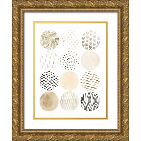Neutral Pattern Play I Gold Ornate Wood Framed Art Print with Double Matting by Vess, June Erica