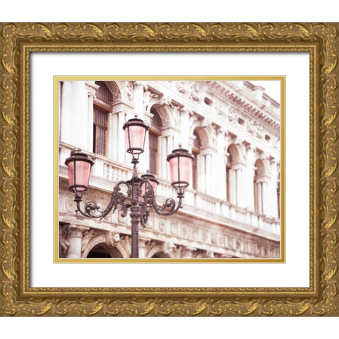 Venice Pink Lanterns I Gold Ornate Wood Framed Art Print with Double Matting by Quintero, Sonja