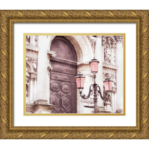 Venice Pink Lanterns II Gold Ornate Wood Framed Art Print with Double Matting by Quintero, Sonja