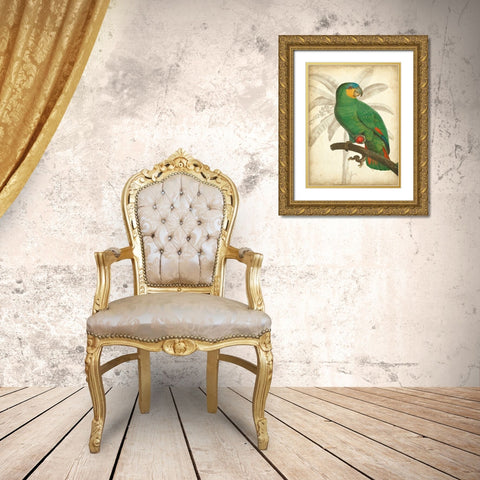 Custom Parrot and Palm I Gold Ornate Wood Framed Art Print with Double Matting by Vision Studio