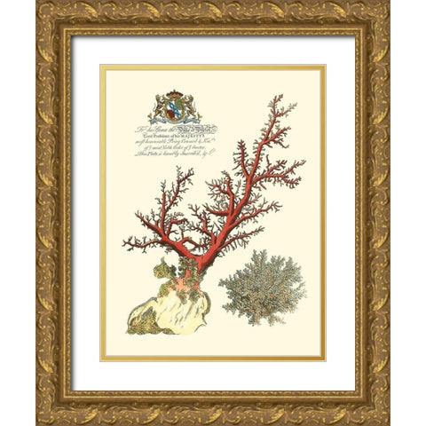 Custom Imperial Coral II Gold Ornate Wood Framed Art Print with Double Matting by Vision Studio