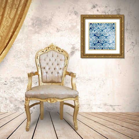 Watercolor Indigo II Gold Ornate Wood Framed Art Print with Double Matting by Vess, June Erica