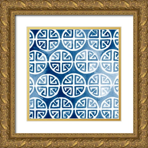 Watercolor Indigo II Gold Ornate Wood Framed Art Print with Double Matting by Vess, June Erica