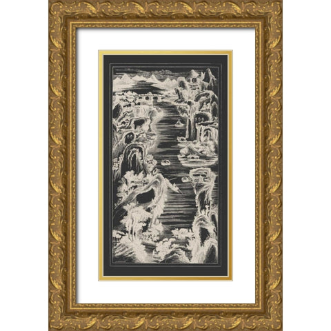 Chinese Birds-eye View in Grey I Gold Ornate Wood Framed Art Print with Double Matting by Vision Studio